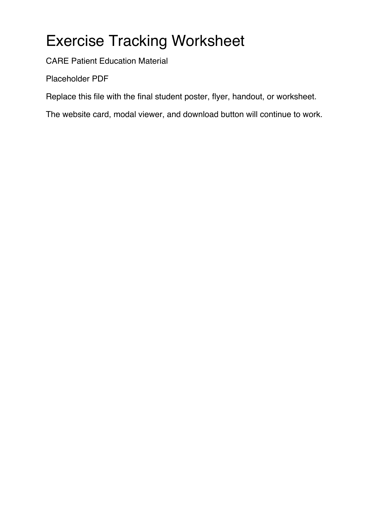 Exercise Tracking Worksheet preview